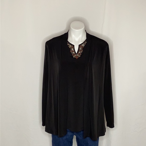 Susan Graver Artisan Tops - Susan Graver Artisan Liquid Knit Twin Set, S